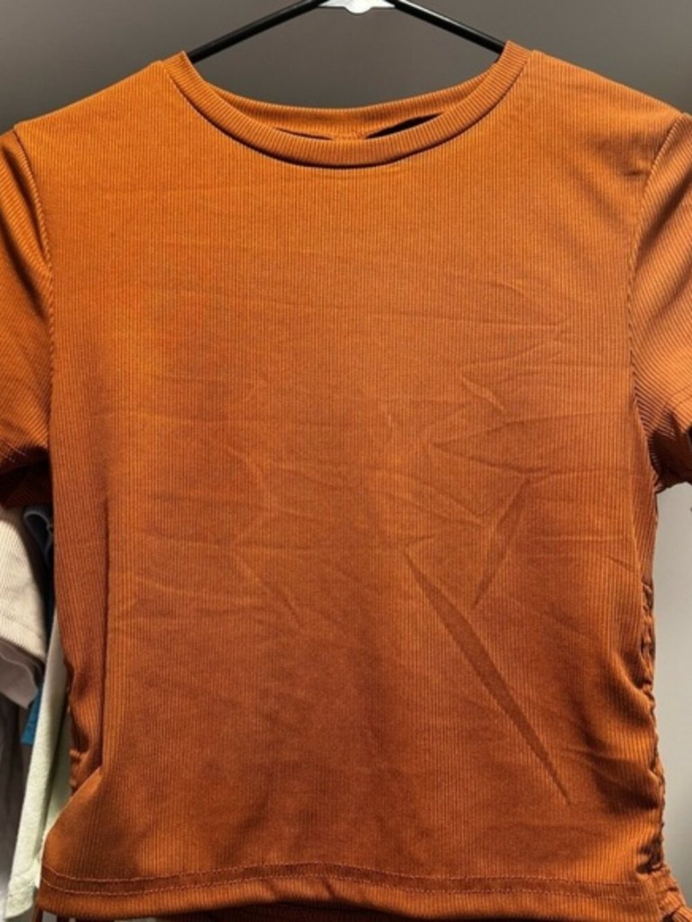 Brown Ribbed Women's Top